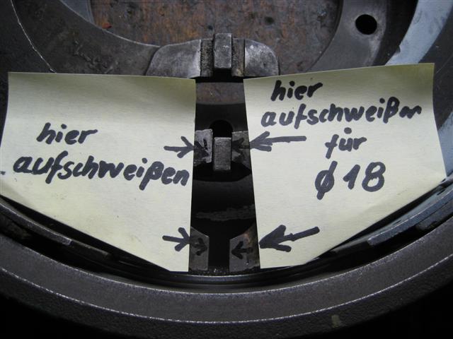 Aufschweissung der Belagträger